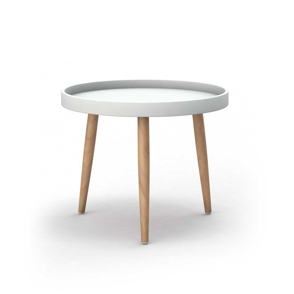 Jamesdar Kurv Chat Table, White and Natural. Picture 1