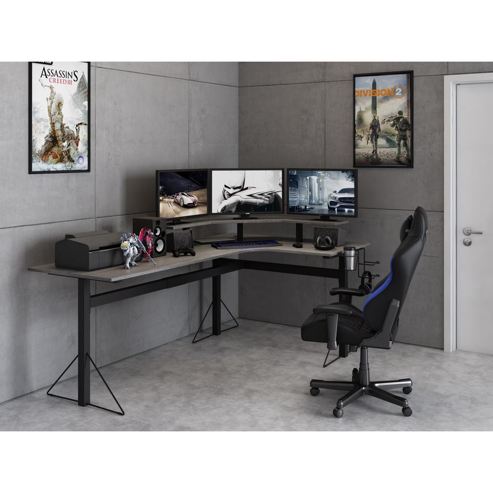 Jamesdar Core Power Gaming L Desk, Gray and Black. Picture 3