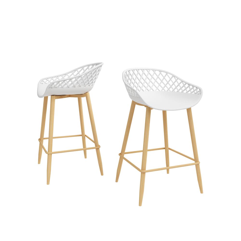 Jamesdar Kurv Counter Stool, White and Natural (Set of 2). Picture 1