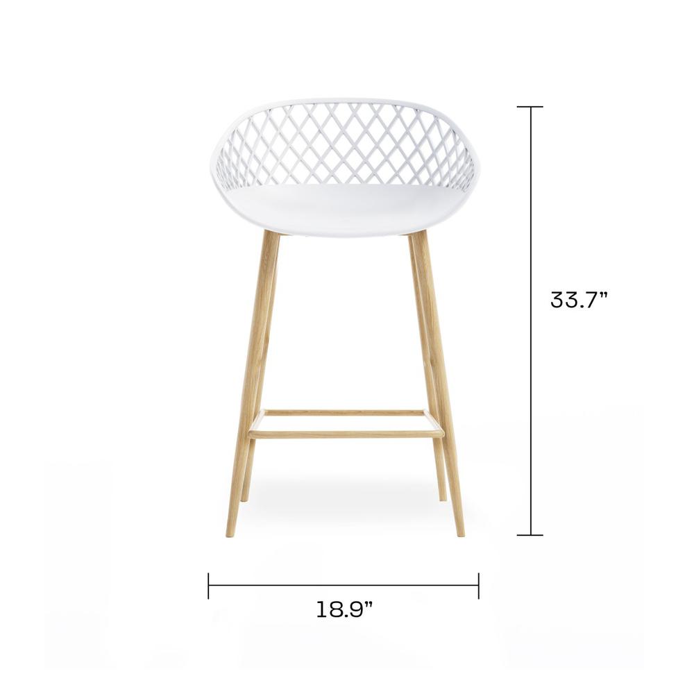 Jamesdar Kurv Counter Stool, White and Natural (Set of 2). Picture 4