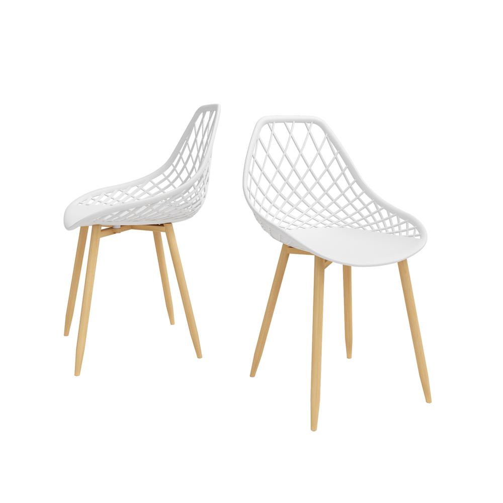 Jamesdar Kurv Dining Chair, White and Natural (Set of 2). Picture 1