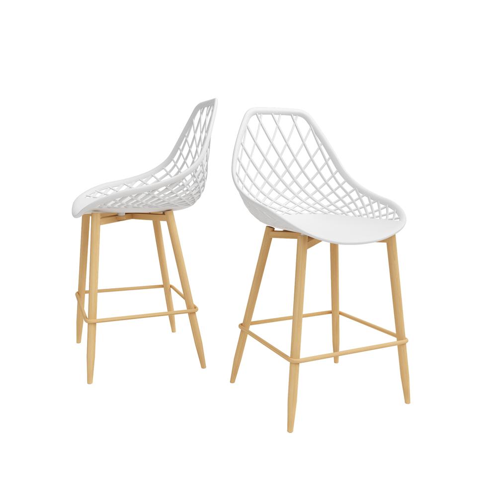 Jamesdar Kurv Counter Chair, White and Natural (Set of 2). Picture 1