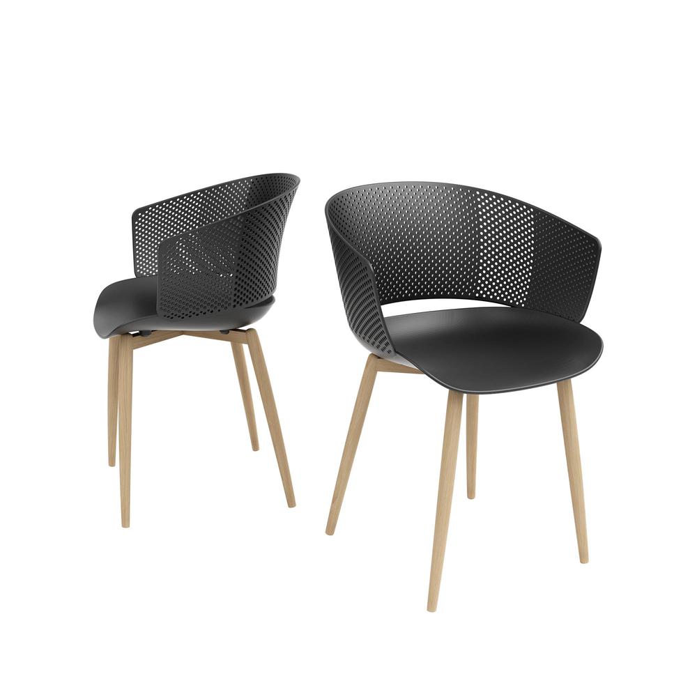 Jamesdar Aspen Chair, Set of 2, Black w/ Natural Legs. Picture 1