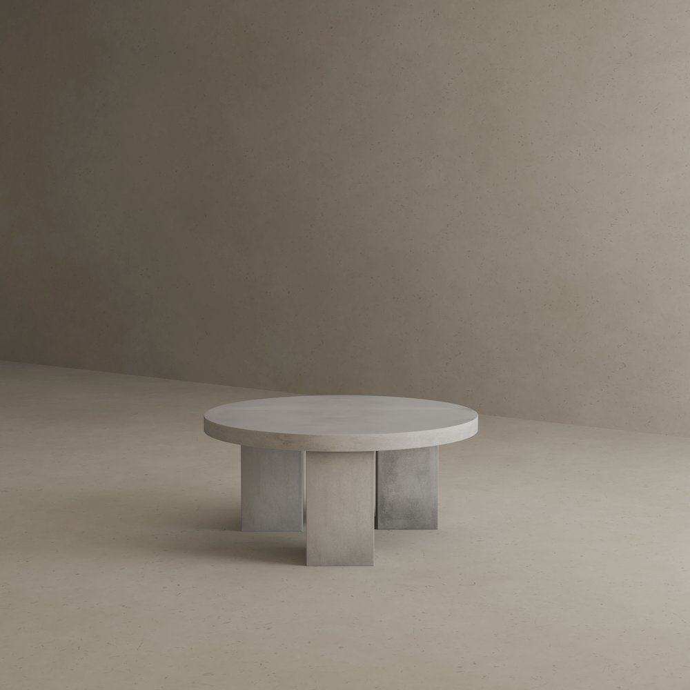 Ella Round Coffee Table Small In Black Concrete. Picture 4