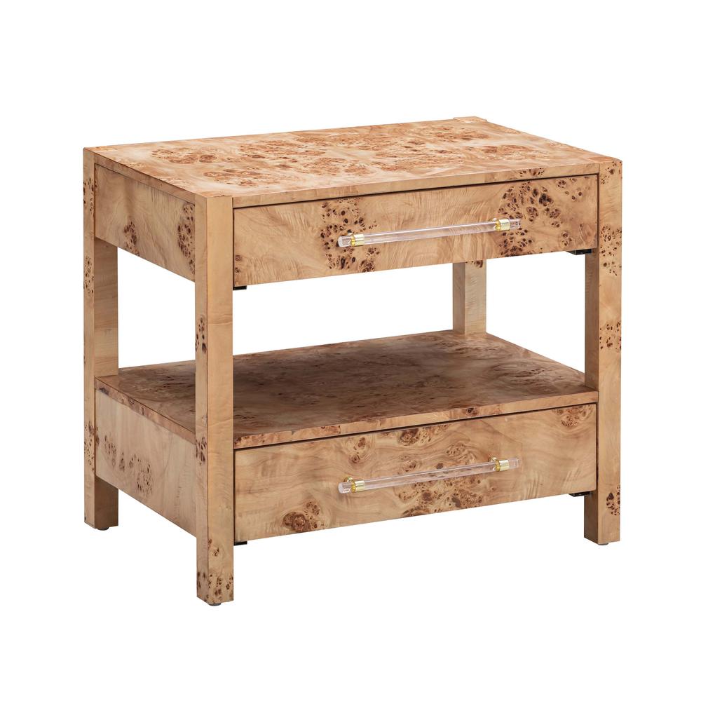 Brandyss Natural Burl Nightstand. Picture 1