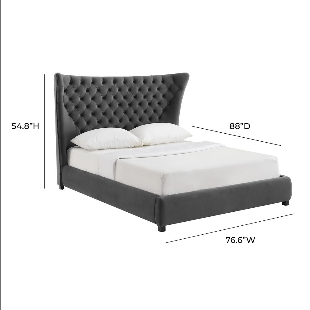 Sassy Grey Velvet Queen Bed. Picture 8