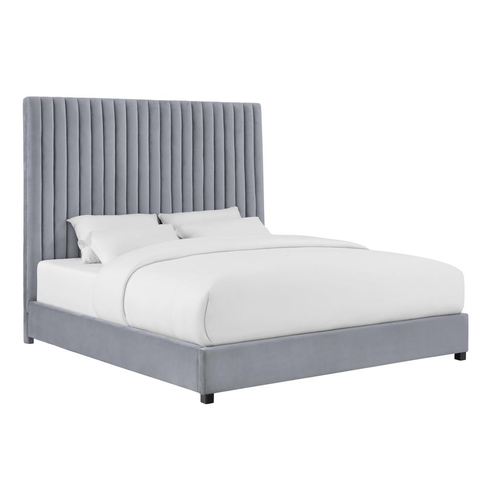 Elegance Grey Velvet Tufted Bed, Belen Kox. Picture 1