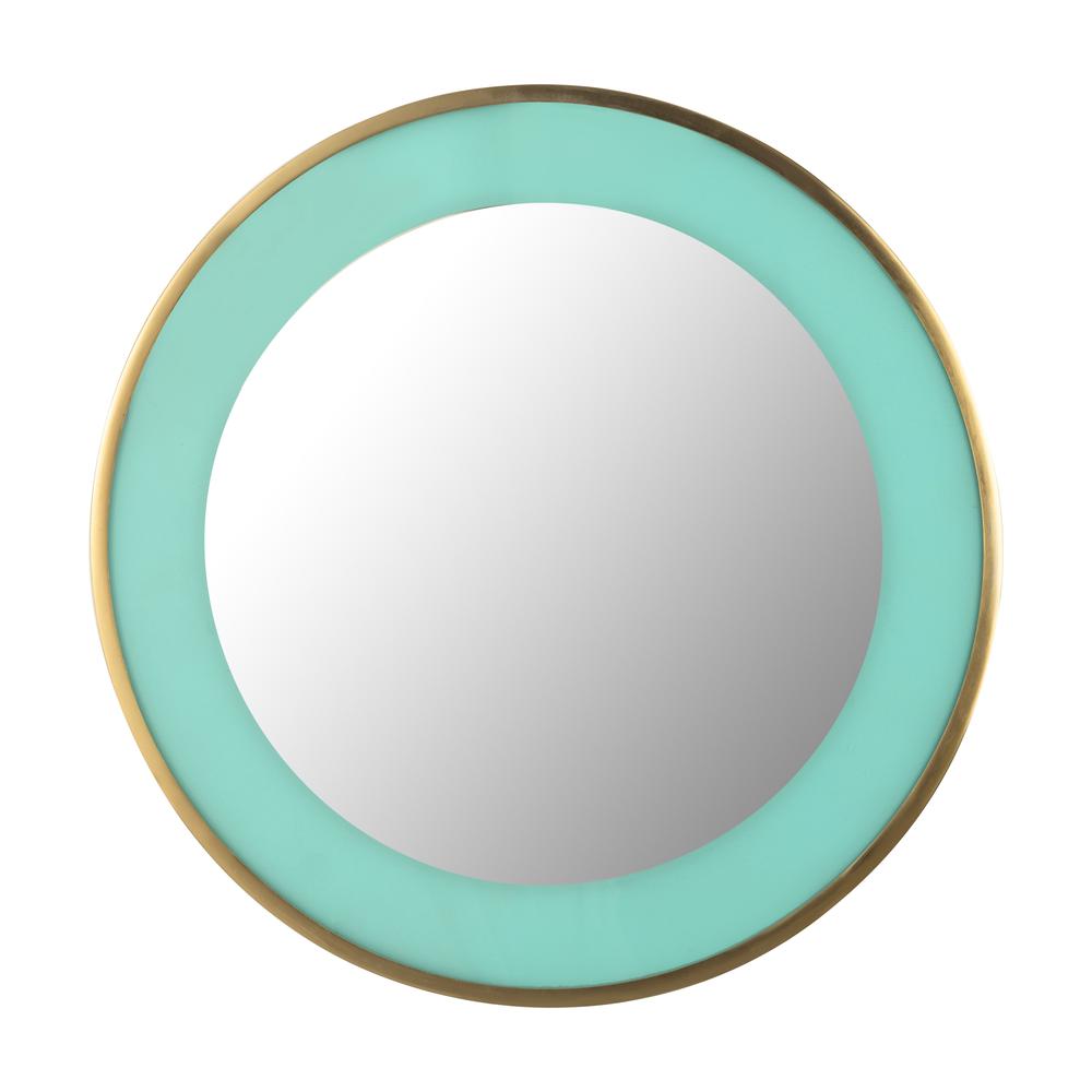 Turquoise Enamel and Brushed Brass Mirror, Belen Kox. Picture 1
