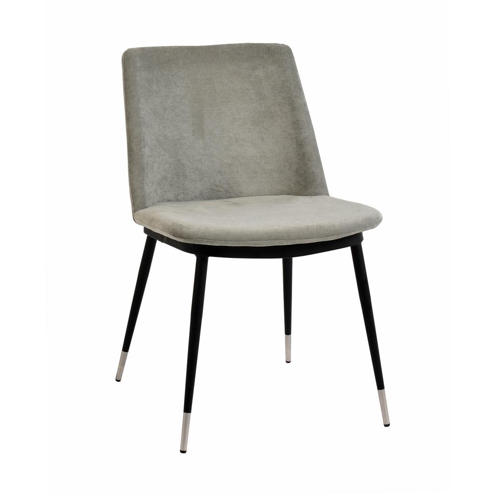 Evora Grey Velvet Chair - Silver Legs (Set of 2). Picture 1