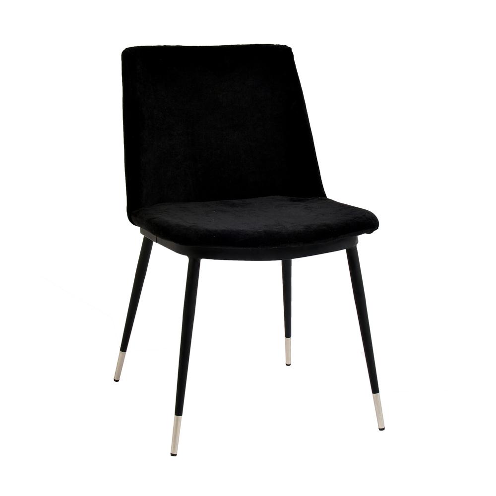 Evora Black Velvet Chair - Silver Legs (Set of 2). Picture 1