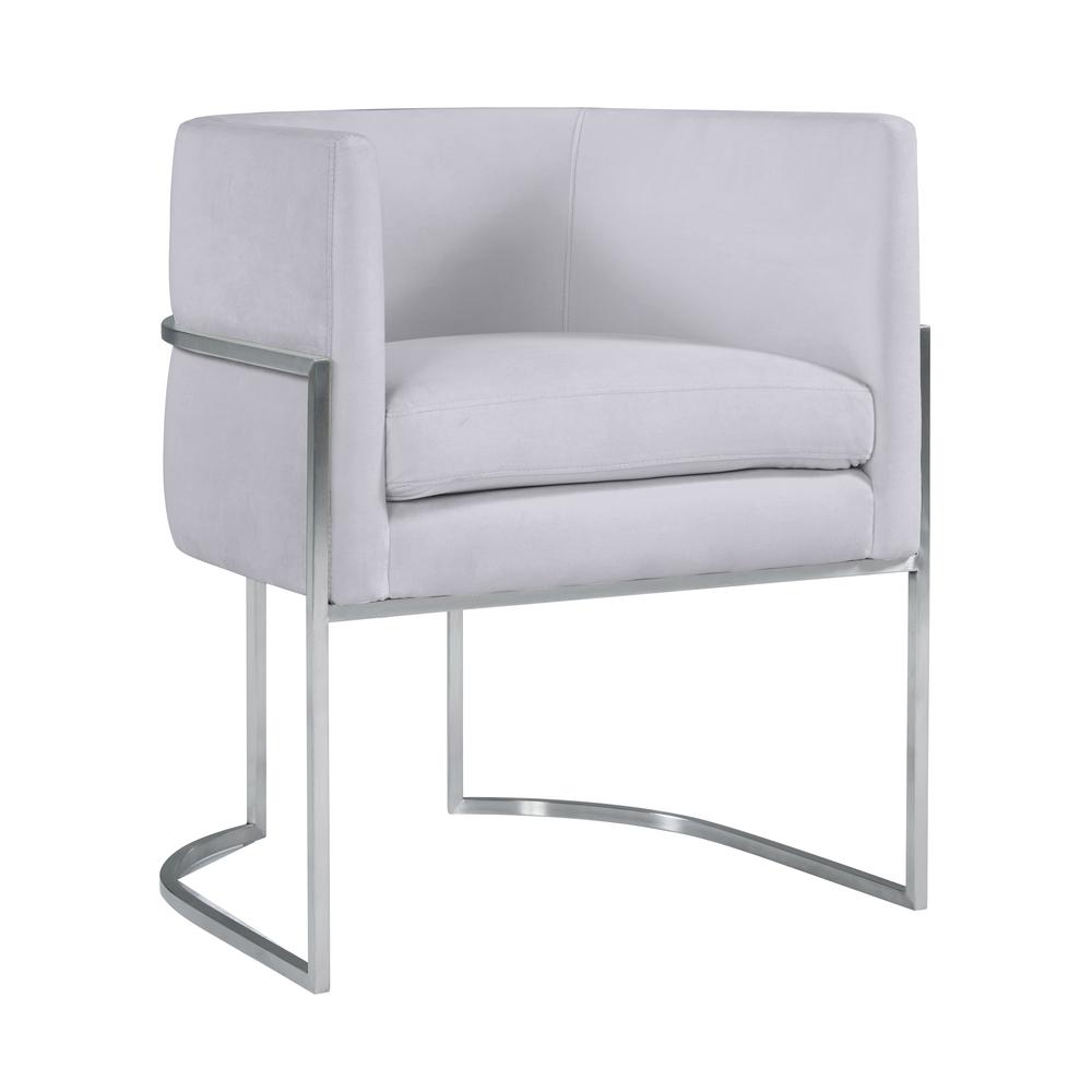 Giselle Grey Velvet Dining Chair with Silver Leg. Picture 1