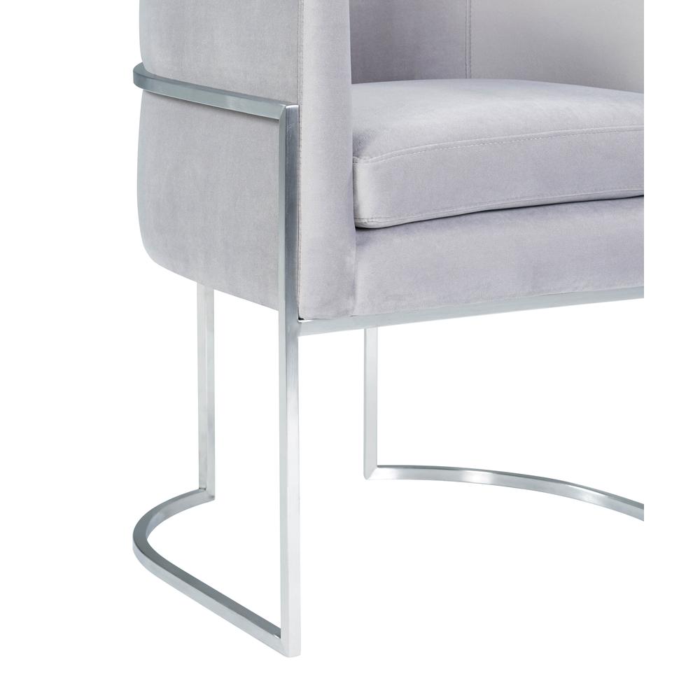 Giselle Grey Velvet Dining Chair with Silver Leg. Picture 14