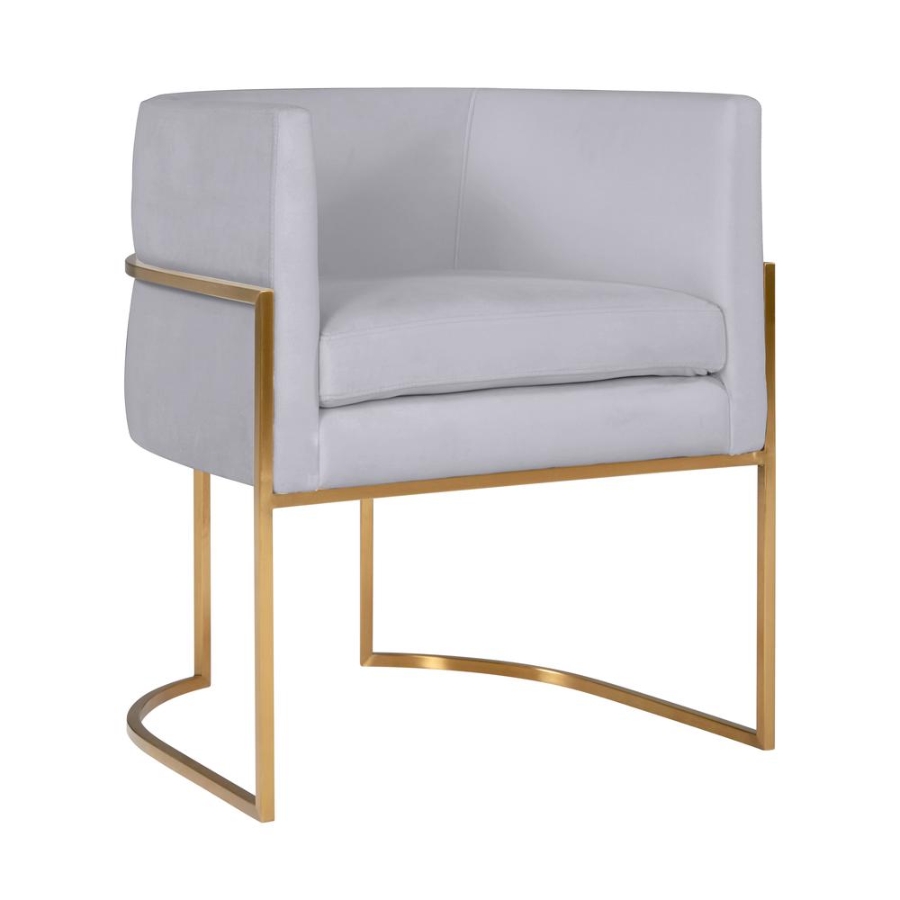 Giselle Grey Velvet Dining Chair with Gold Leg. Picture 1