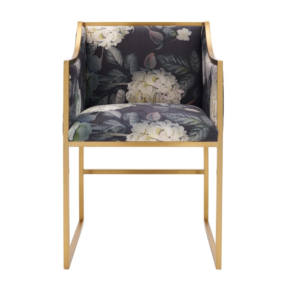 Atara Floral Velvet Gold Chair. Picture 10