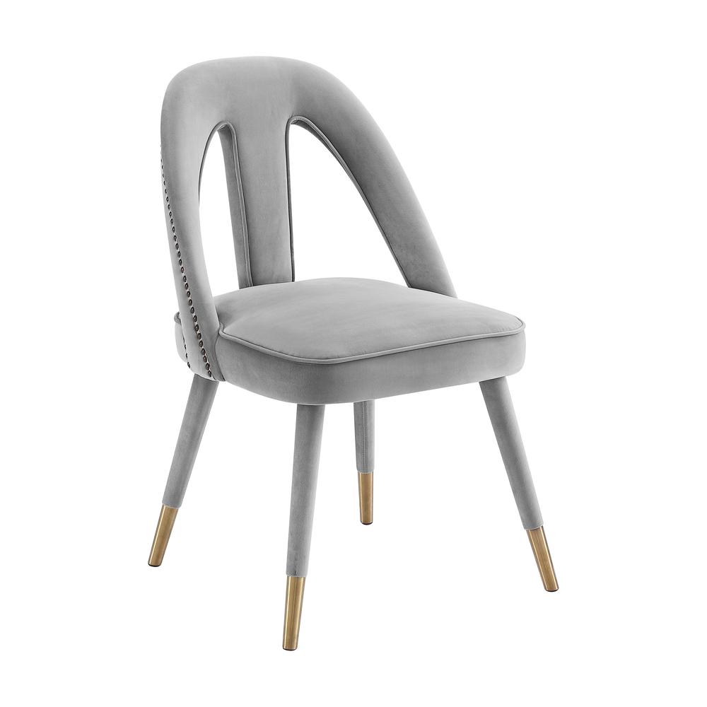 Petra Light Grey Velvet Side Chair. Picture 1