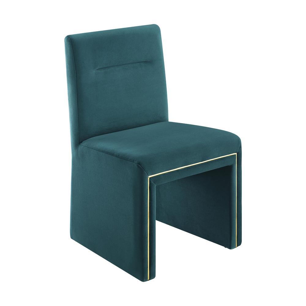 Jaffa Teal Performance Velvet Dining Chair. Picture 1