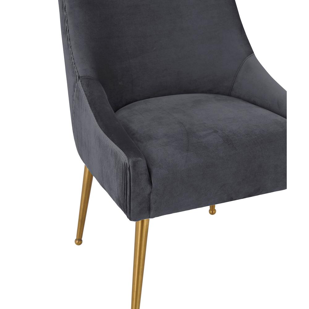 Beatrix Pleated Grey Velvet Side Chair. Picture 14