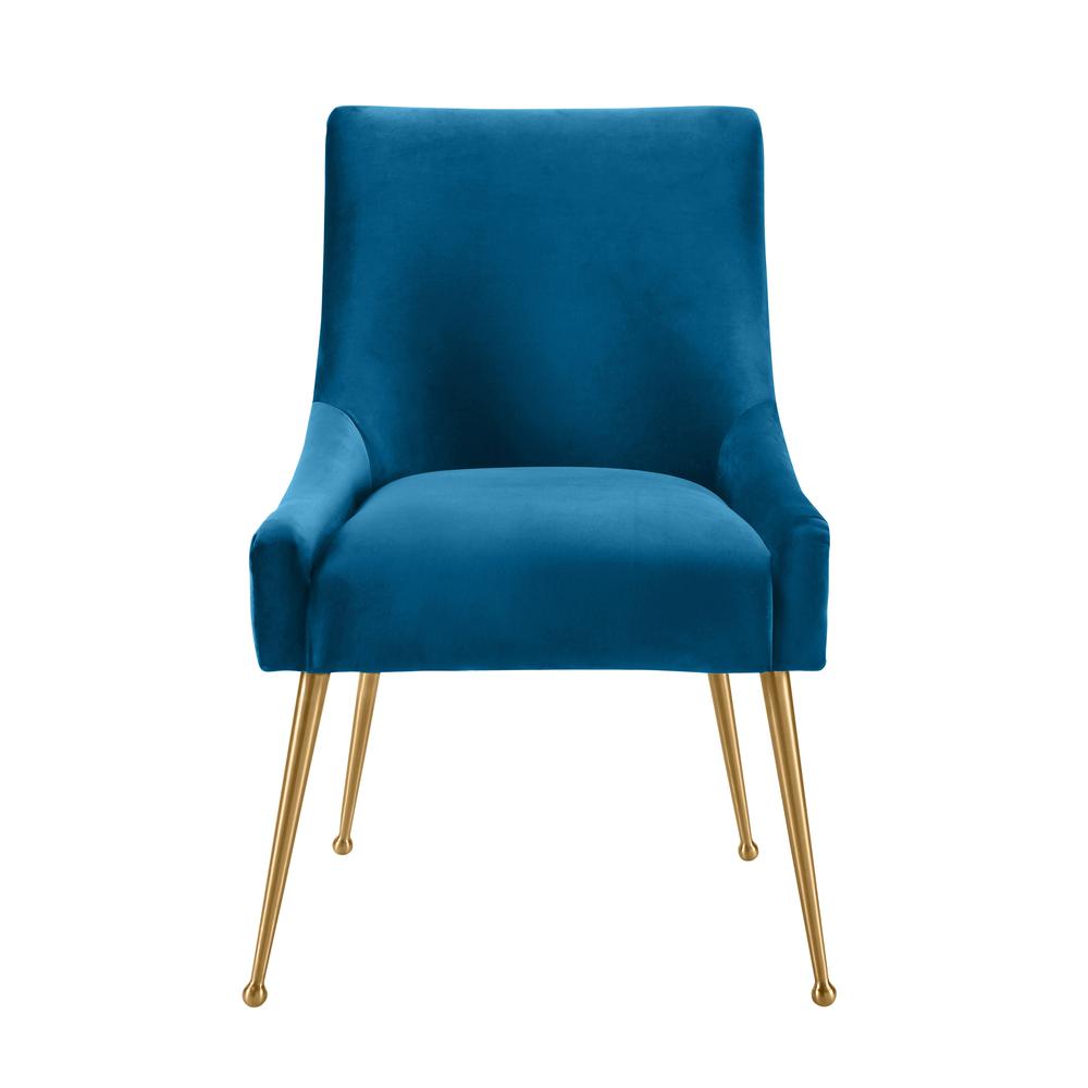 Beatrix Pleated Navy Velvet Side Chair. Picture 12