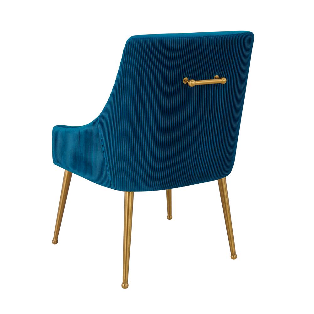 Beatrix Pleated Navy Velvet Side Chair. Picture 13