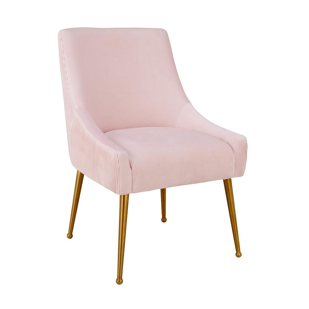 Beatrix Pleated Blush Velvet Side Chair. Picture 1