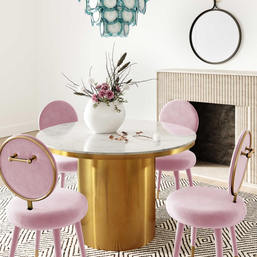 Kylie Bubblegum Velvet Dining Chair. Picture 5