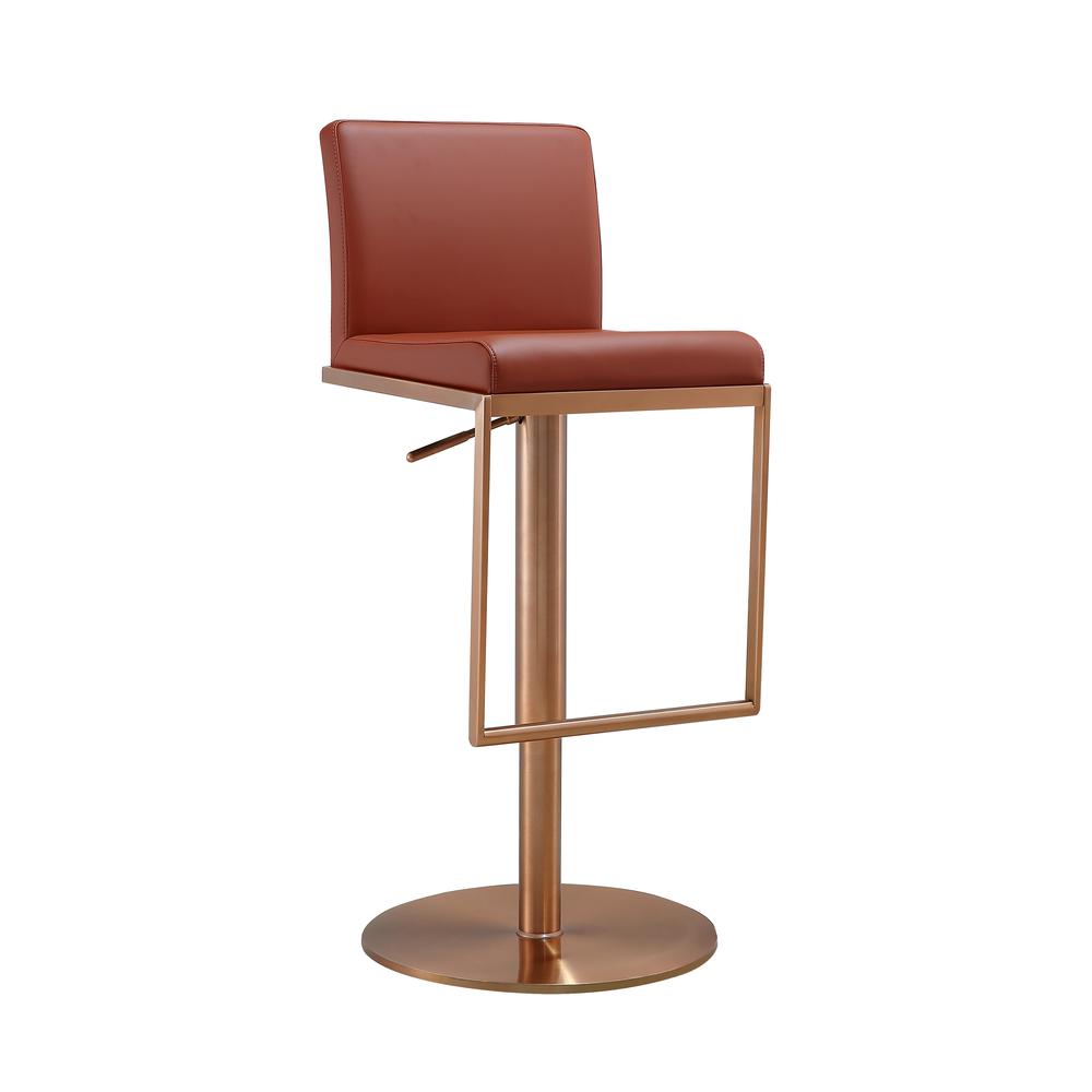 Sentinel Saddle Brown and Rose Gold Adjustable Stool. Picture 1