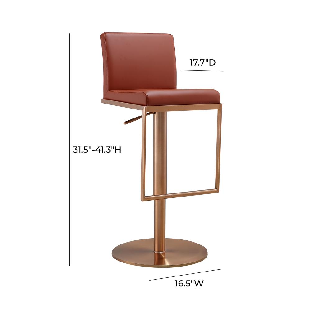 Sentinel Saddle Brown and Rose Gold Adjustable Stool. Picture 3