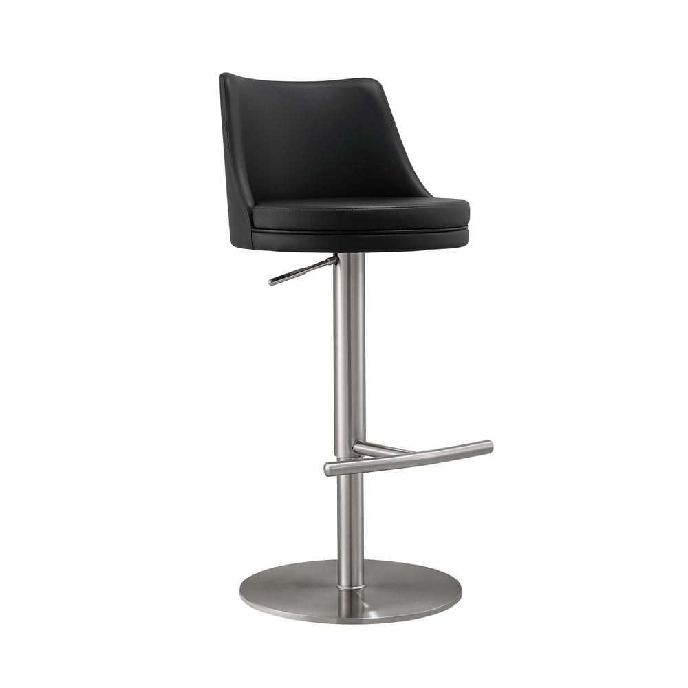 Reagan Black and Silver Adjustable Stool. Picture 1