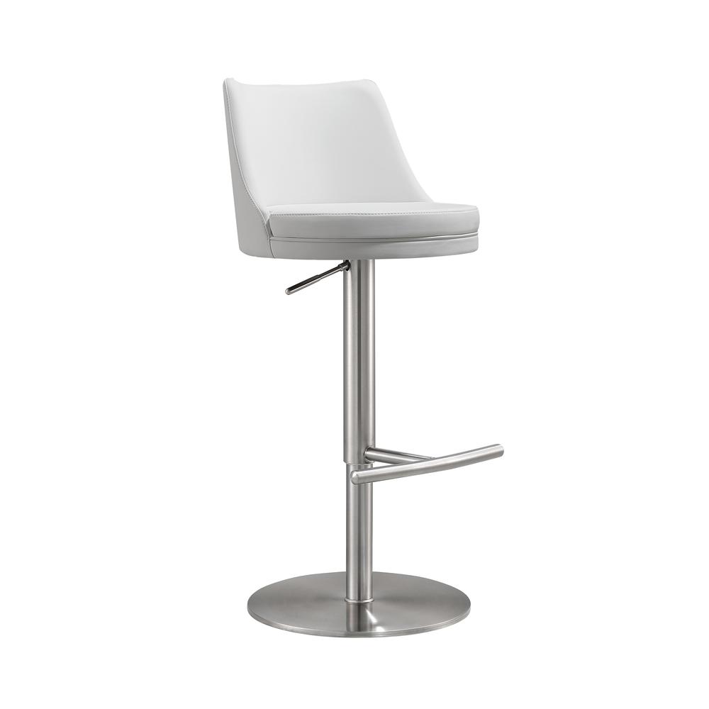 Reagan White and Silver Adjustable Stool. Picture 1