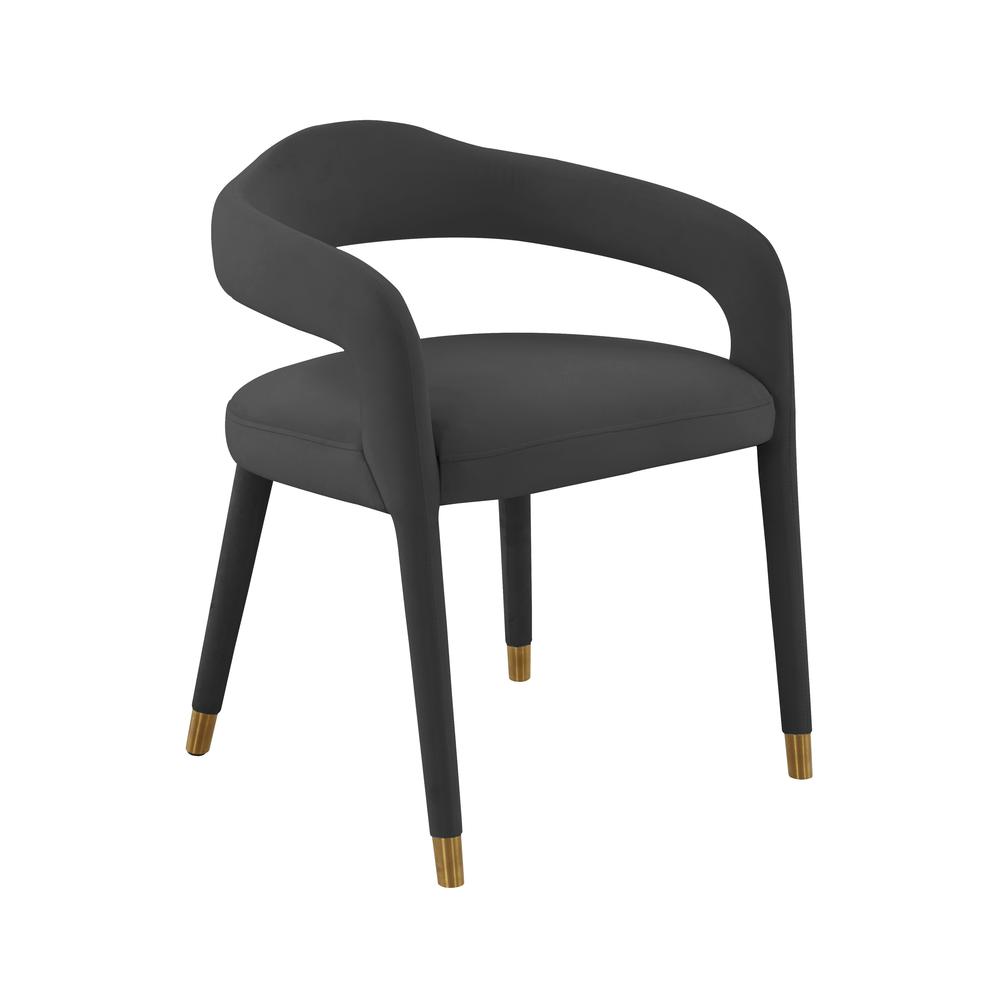 Black Velvet Dining Chair with Gold Tipped Legs, Belen Kox. Picture 1