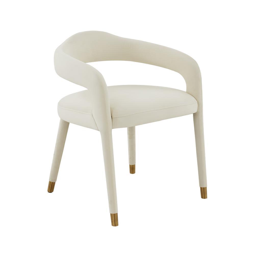 Velvet Upholstered Dining Chair with Gold-Tipped Legs, Belen Kox. Picture 1
