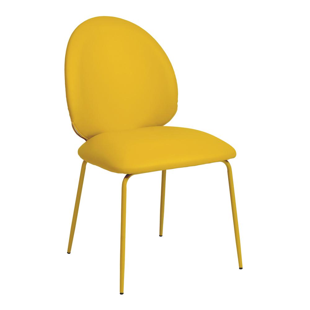 Lauren Yellow Vegan Leather Kitchen Chairs - Set of 2. Picture 6