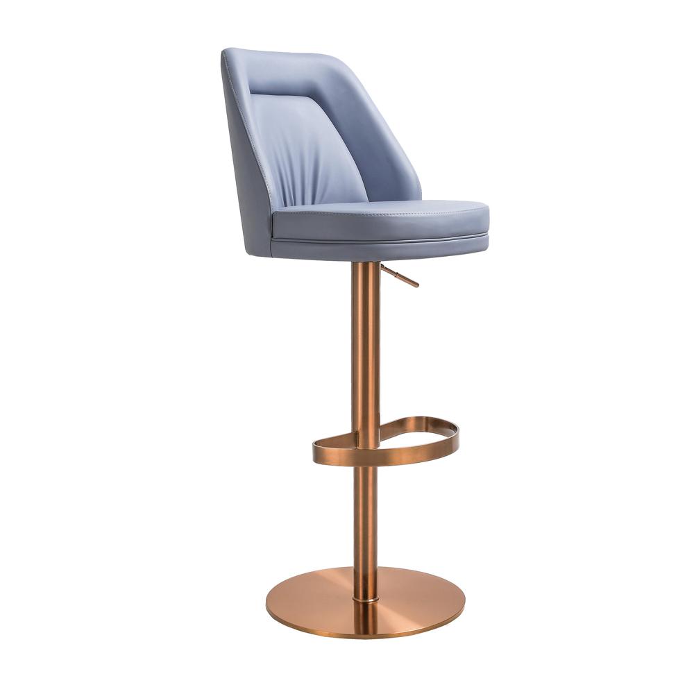 Maven Blue and Rose Gold Adjustable Swivel Stool. Picture 6