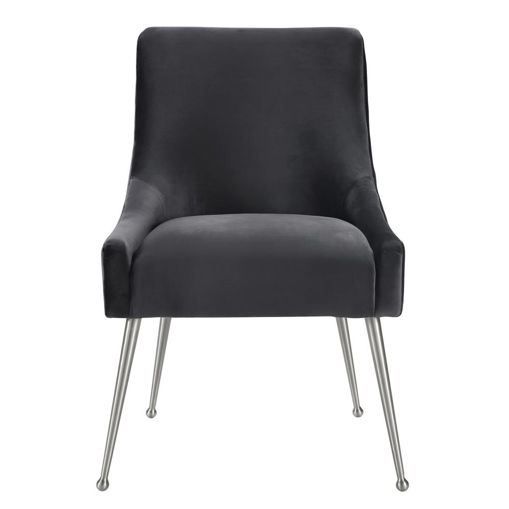 Beatrix Grey Velvet Side Chair with Silver Leg. Picture 16