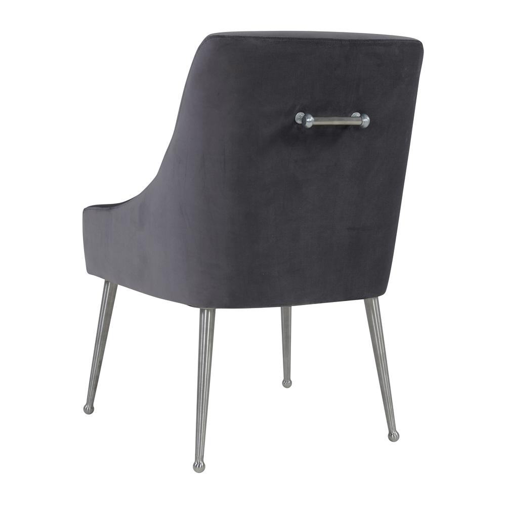 Beatrix Grey Velvet Side Chair with Silver Leg. Picture 17