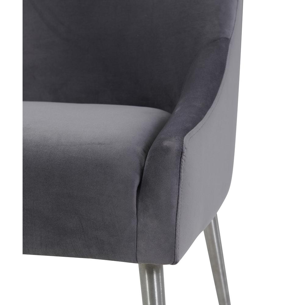 Beatrix Grey Velvet Side Chair with Silver Leg. Picture 18