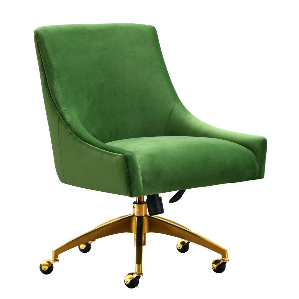 Luxe Green Velvet Swivel Office Chair, Belen Kox. Picture 1