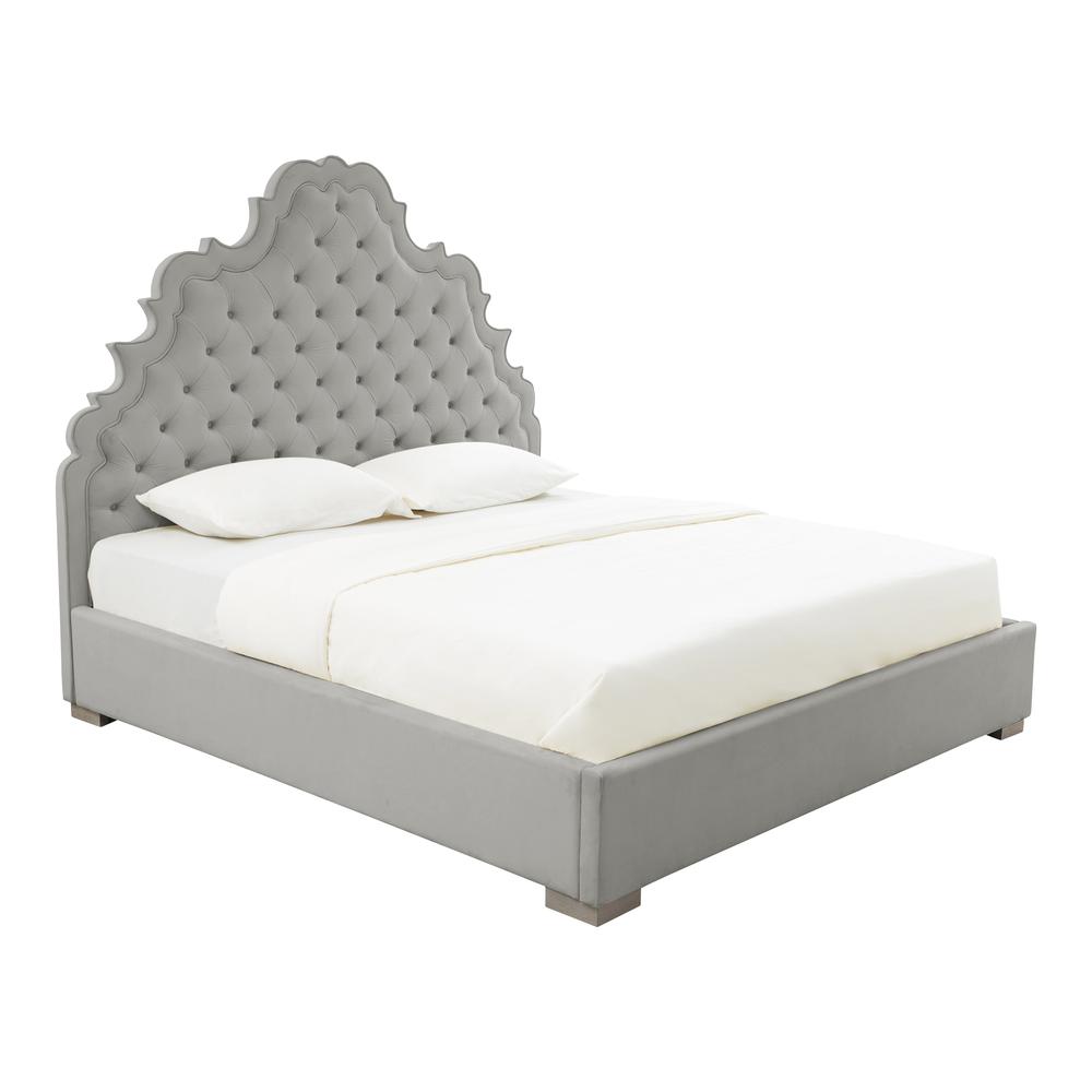Carolina Grey Velvet Bed in King. Picture 1