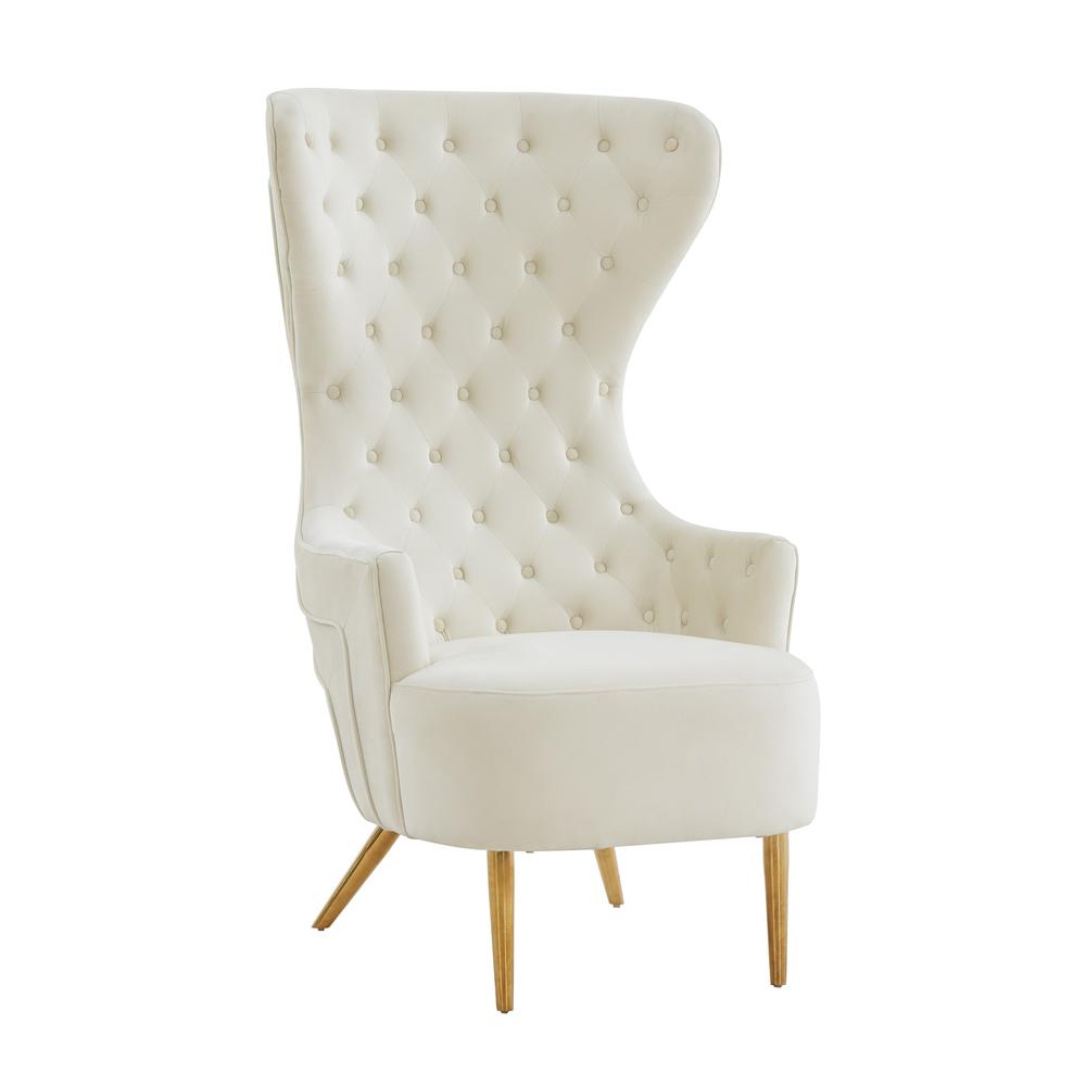 Jezebel Cream Velvet Wingback Chair. Picture 1
