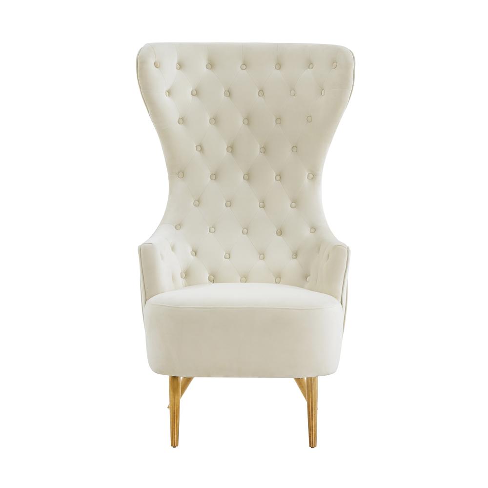 Jezebel Cream Velvet Wingback Chair. Picture 9