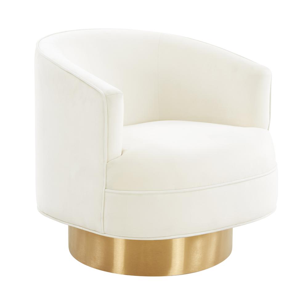 Stella Cream Velvet Swivel Chair. Picture 1