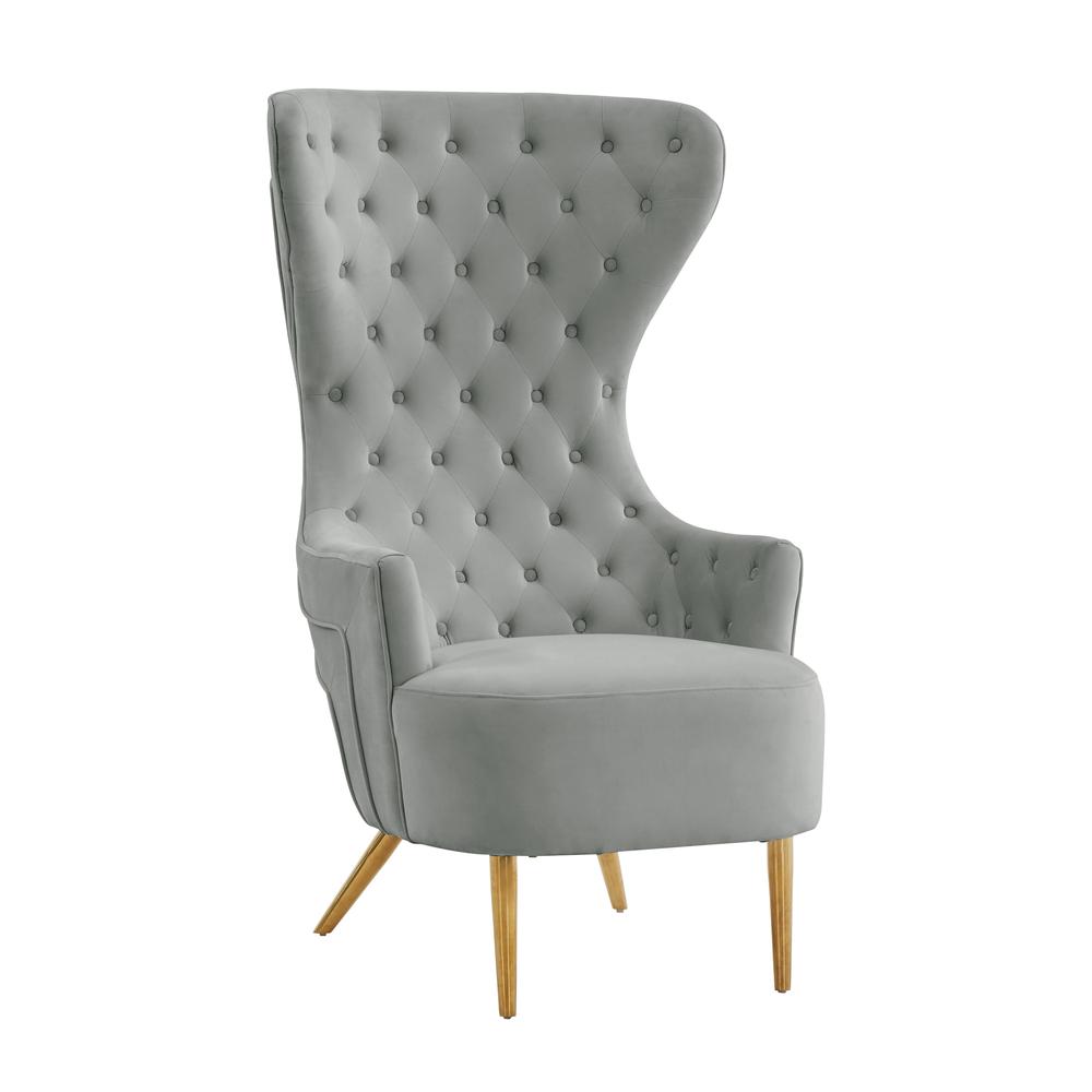 Jezebel Grey Velvet Wingback Chair. Picture 1