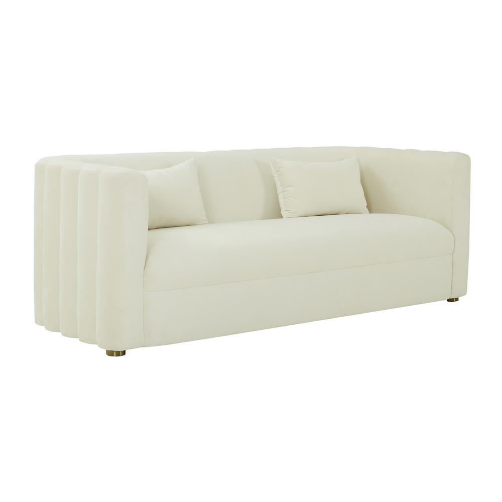 Callie Cream Velvet Sofa. Picture 1