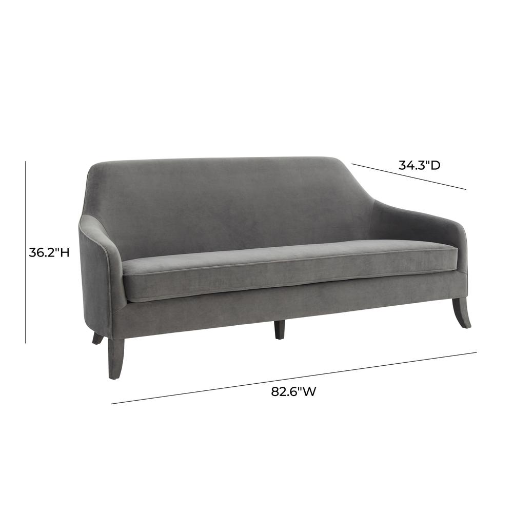 Neveah Grey Velvet Sofa. Picture 16