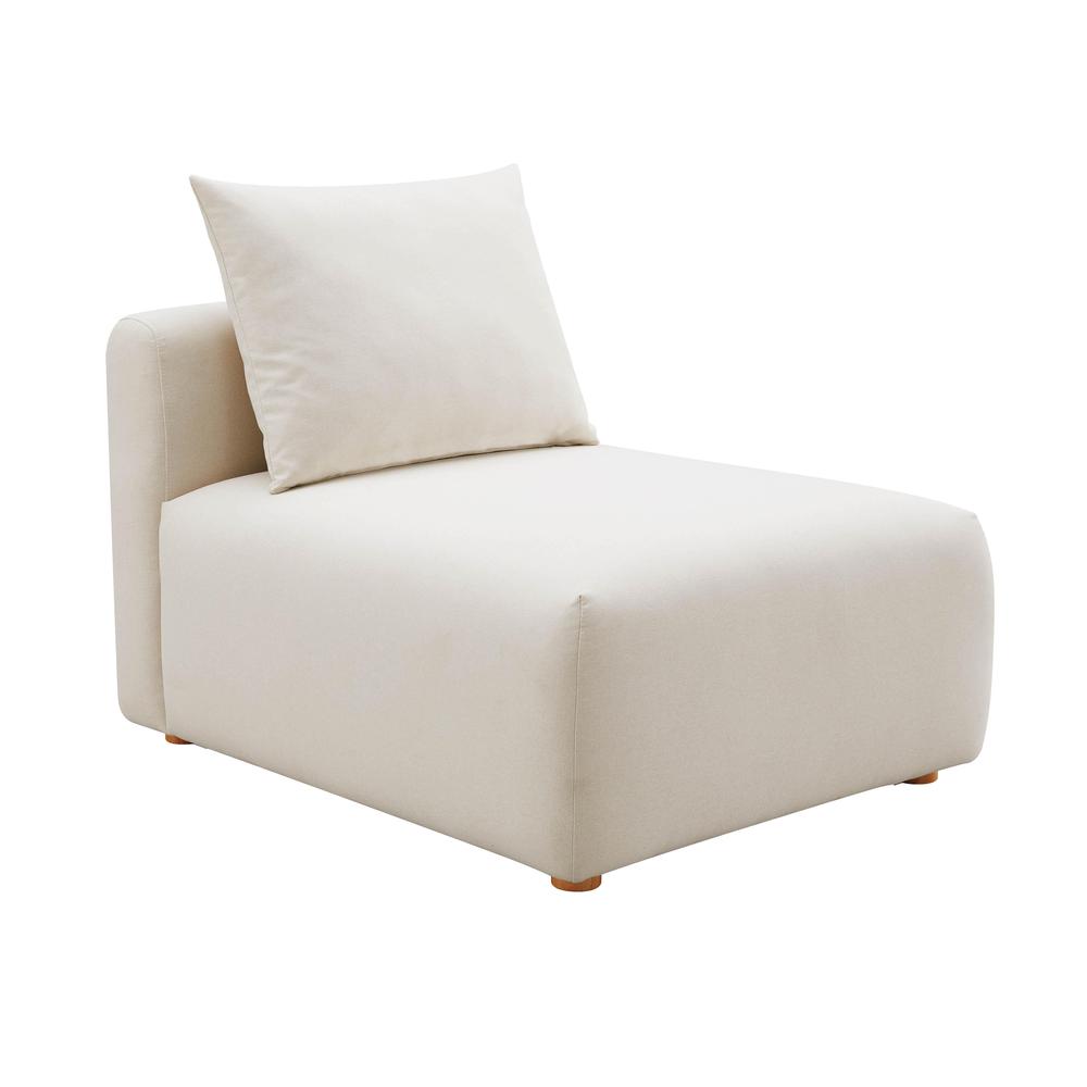 Hangover Cream Linen Modular Armless Chair. Picture 4