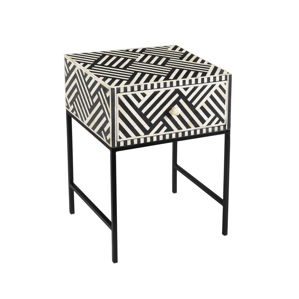 Noire Bone Inlay Side Table. The main picture.