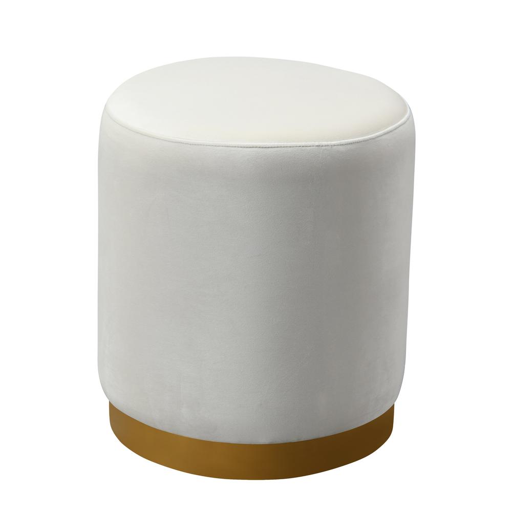 Opal Cream Velvet Ottoman with Gold Base. Picture 1