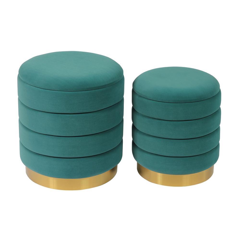 Saturn Teal Storage Ottomans - Set of 2. Picture 1