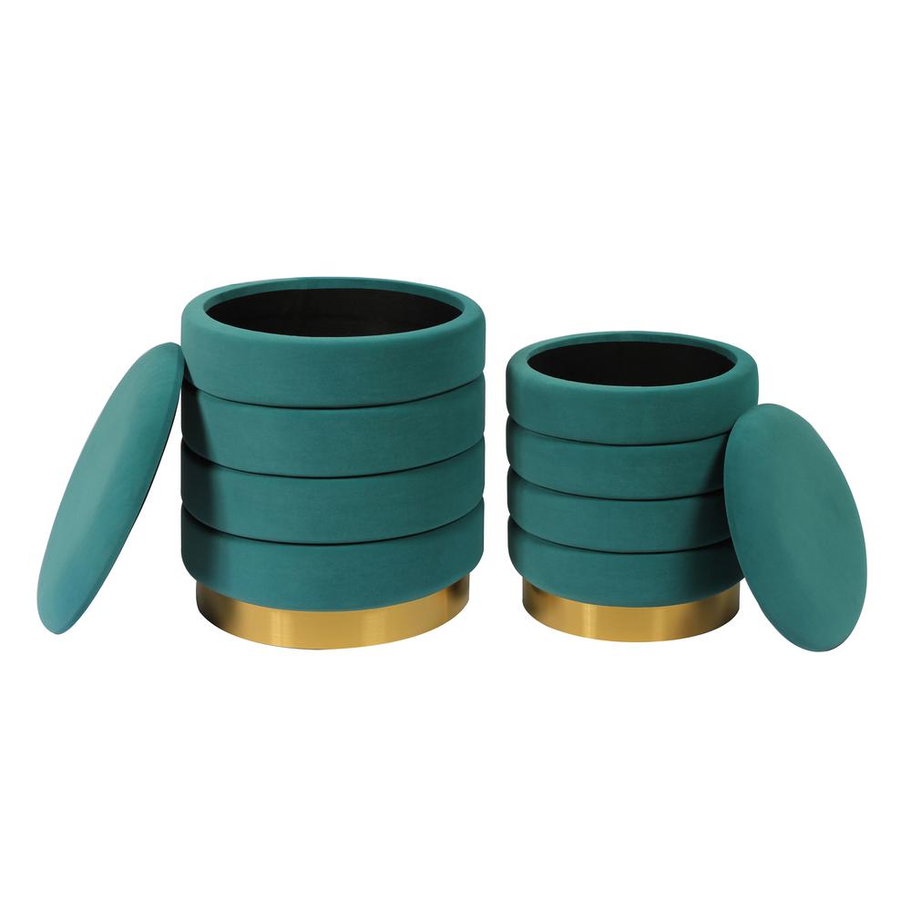 Saturn Teal Storage Ottomans - Set of 2. Picture 9