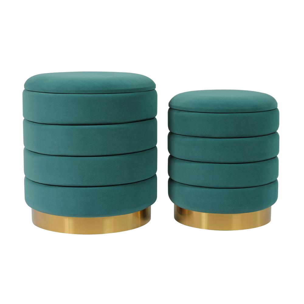 Saturn Teal Storage Ottomans - Set of 2. Picture 10